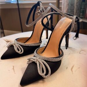 Express Black Heels with Silver Embellishments